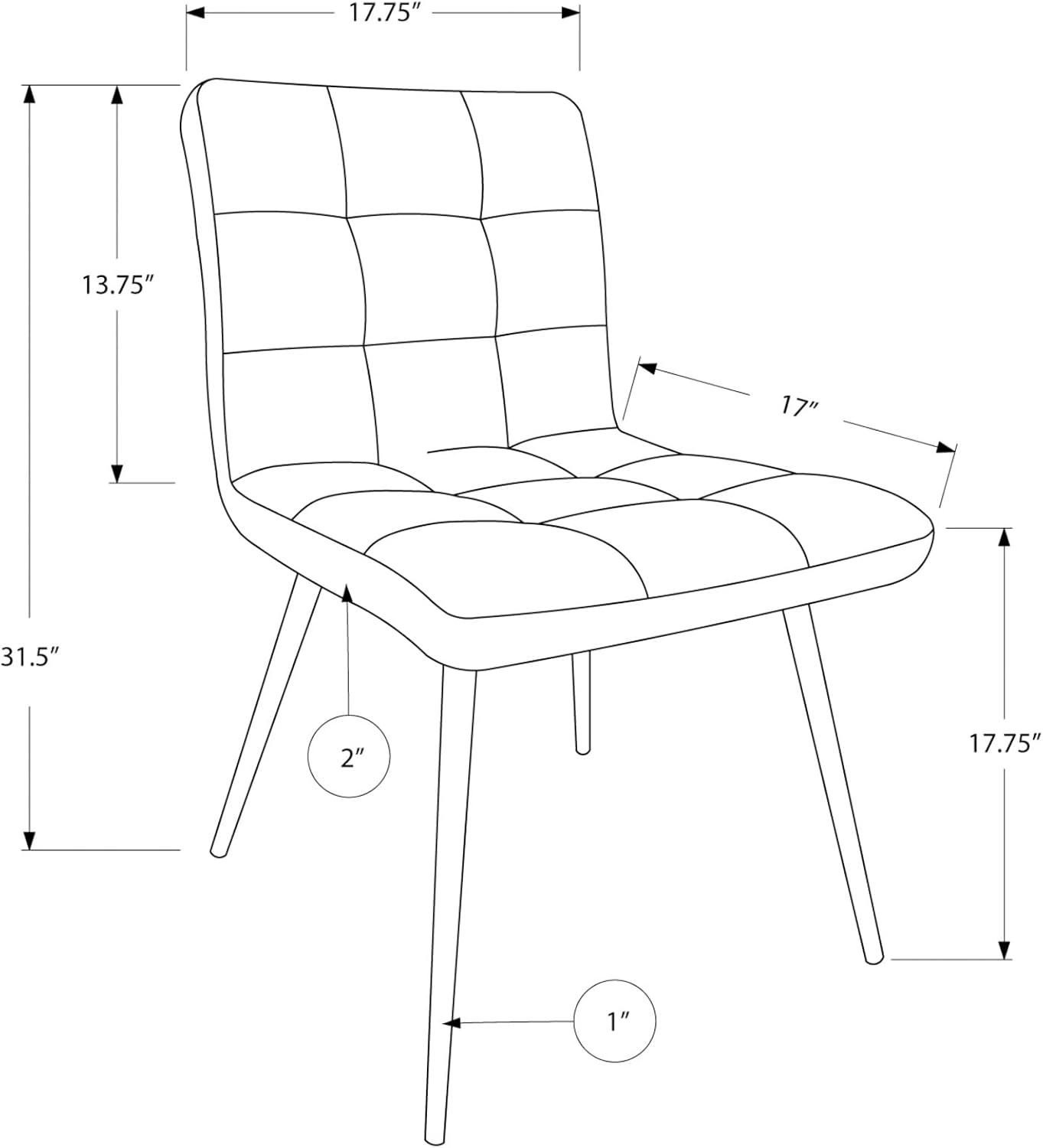 Monarch Specialties Dining Chair, Set Of 2, Side, Kitchen, Dining Room, Black PU, 31.5" H, Indoor