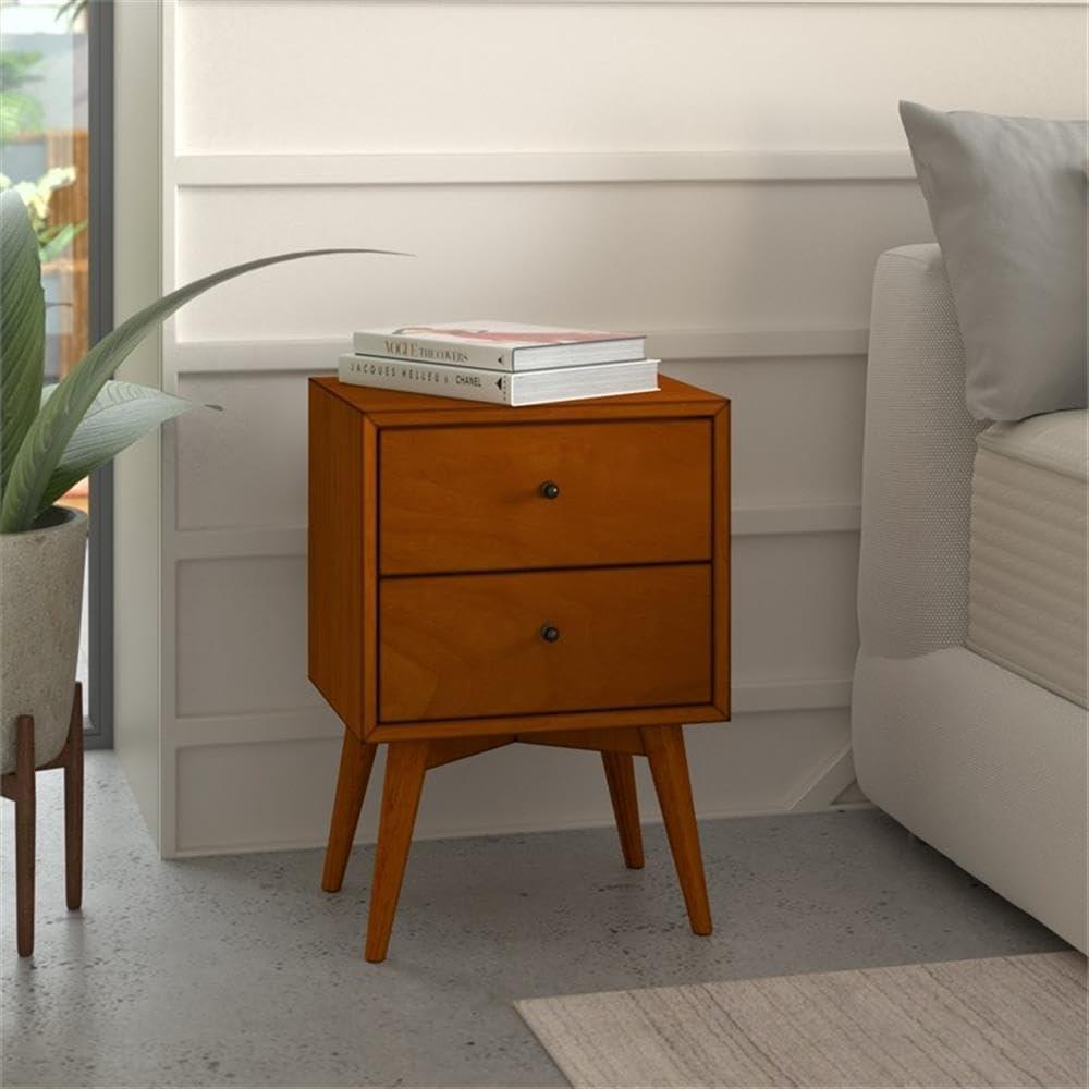 Alpine Furniture Flynn Nightstand, 18" W x 15" D x 26" H, Acorn