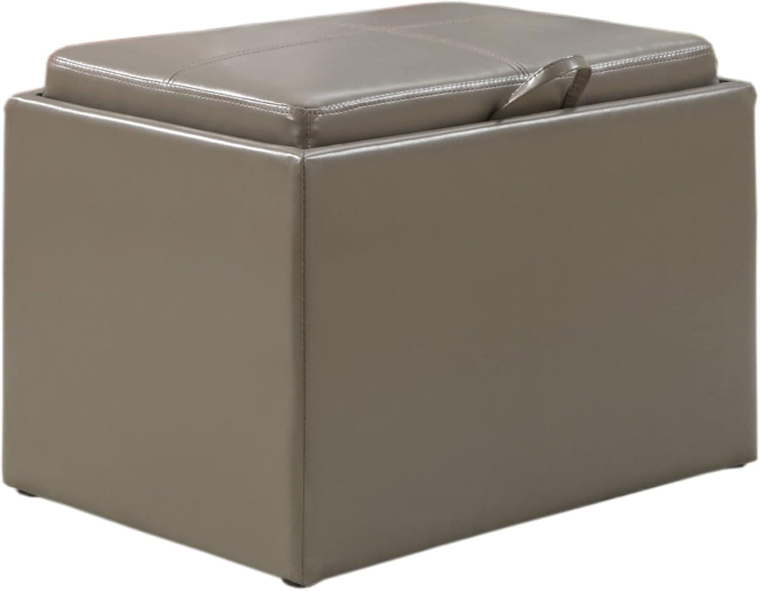 Convenience Concepts Designs4Comfort Accent Storage Ottoman, Taupe Gray Faux Leather