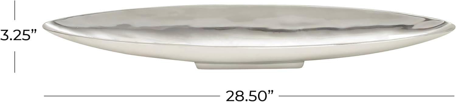 DecMode 29" x 5" Silver Aluminum Metal Sleek Minimalistic Boat Tray, 1-Piece