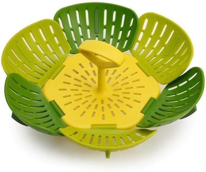 Green and Yellow Collapsible Polypropylene Steamer Basket