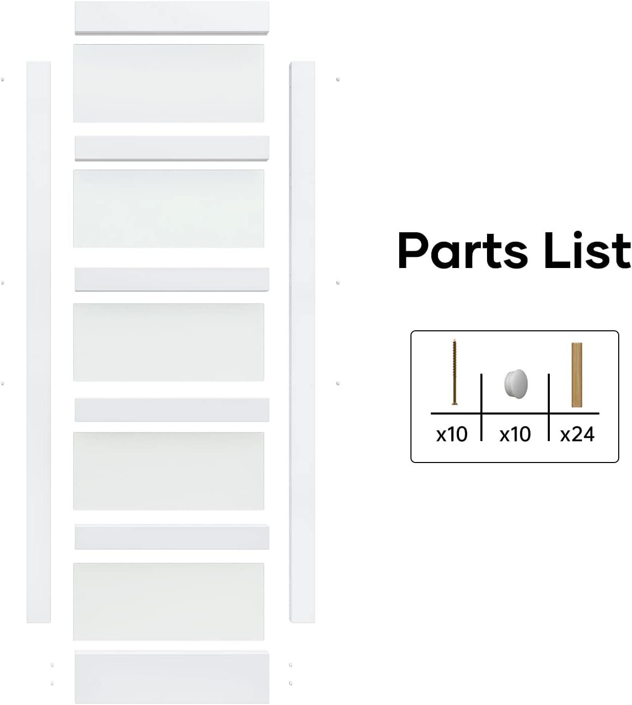 White 36x84 Frosted Glass 5-Lite Barn Door Slab