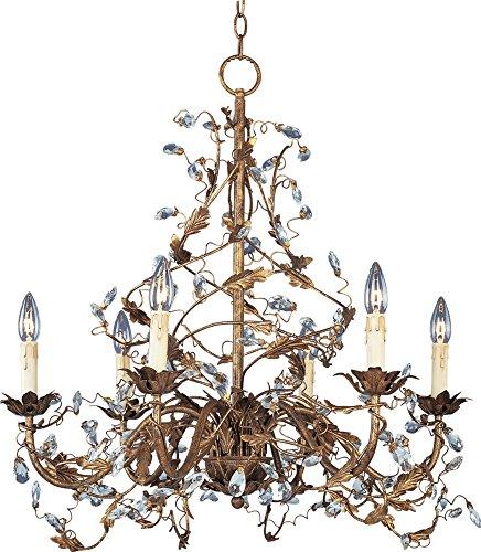-6 Light Chandelier In Leaf Style-26.5 Inches Wide By 28.5 Inches High-Etruscan Gold Finish    -Traditional Installation Maxim Lighting 2851Eg