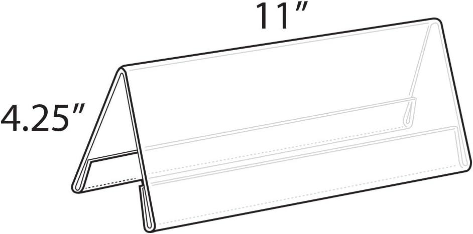 Azar Displays Two Sided Tent Style Clear Acrylic Sign Holder and Nameplate, Size: 11" W x 4.25" H on each side, 10-Pack