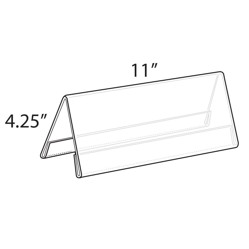 Azar Displays Two Sided Tent Style Clear Acrylic Sign Holder and Nameplate, Size: 11" W x 4.25" H on each side, 10-Pack