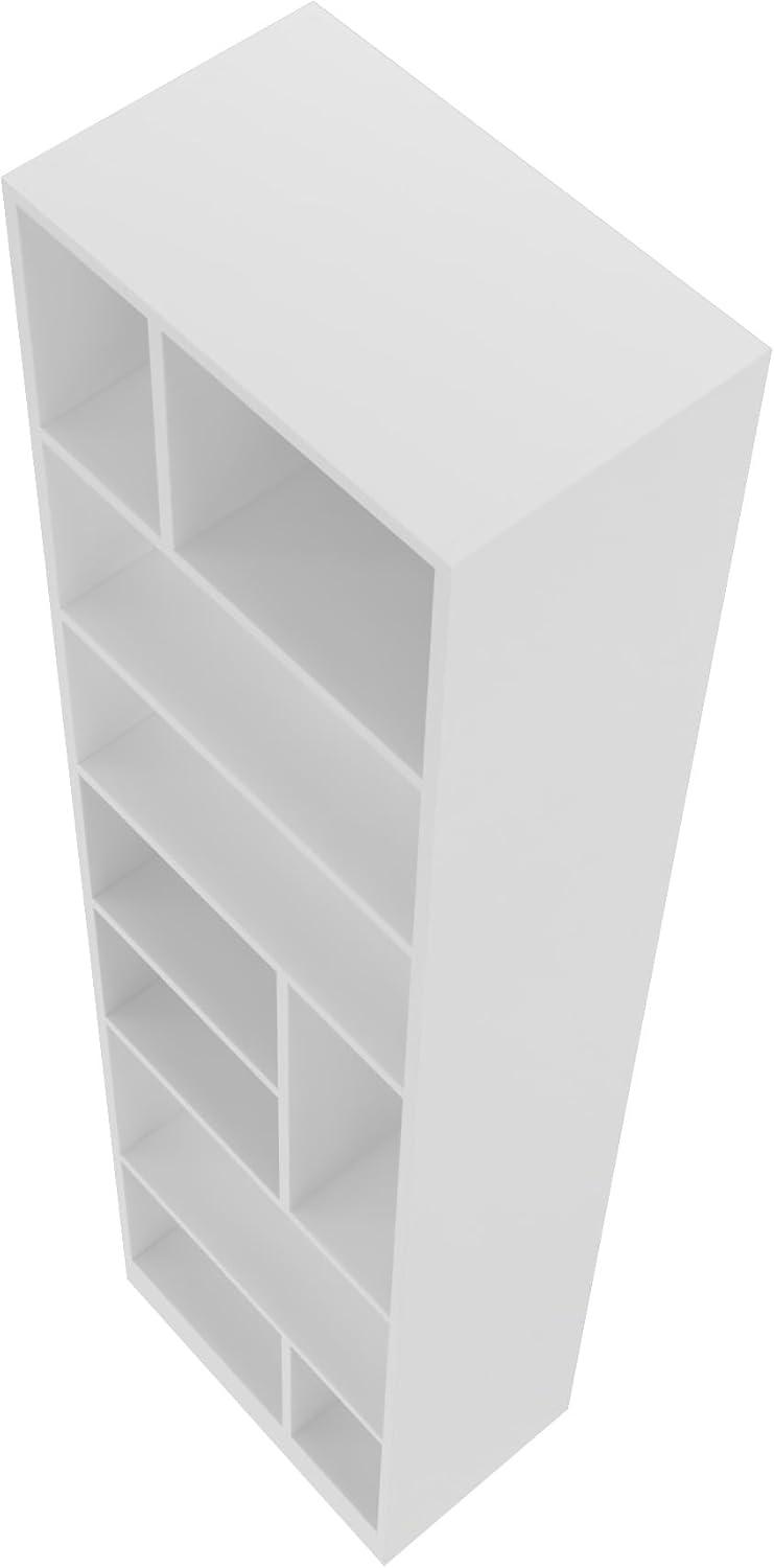 White Modern 8-Shelf Wooden Bookcase