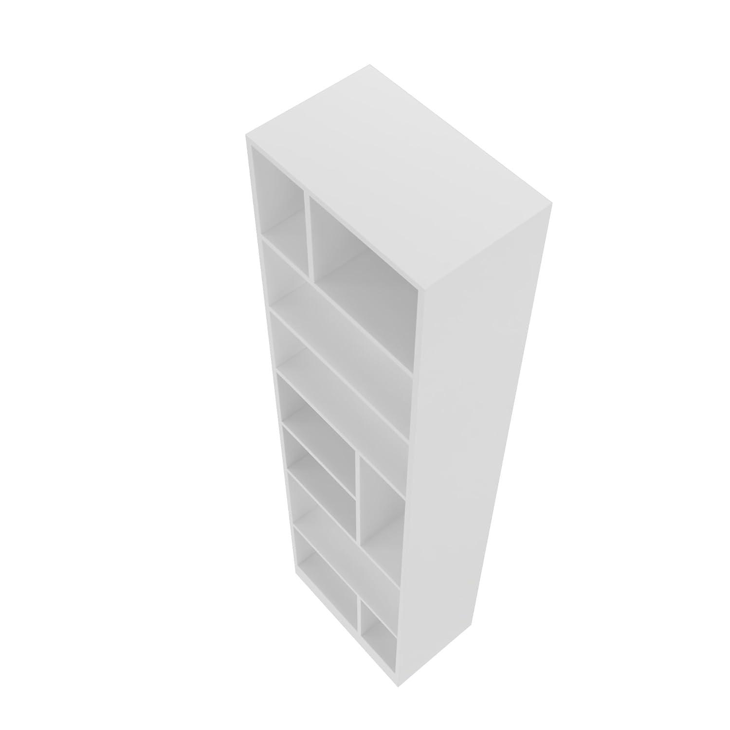 White Modern 8-Shelf Wooden Bookcase