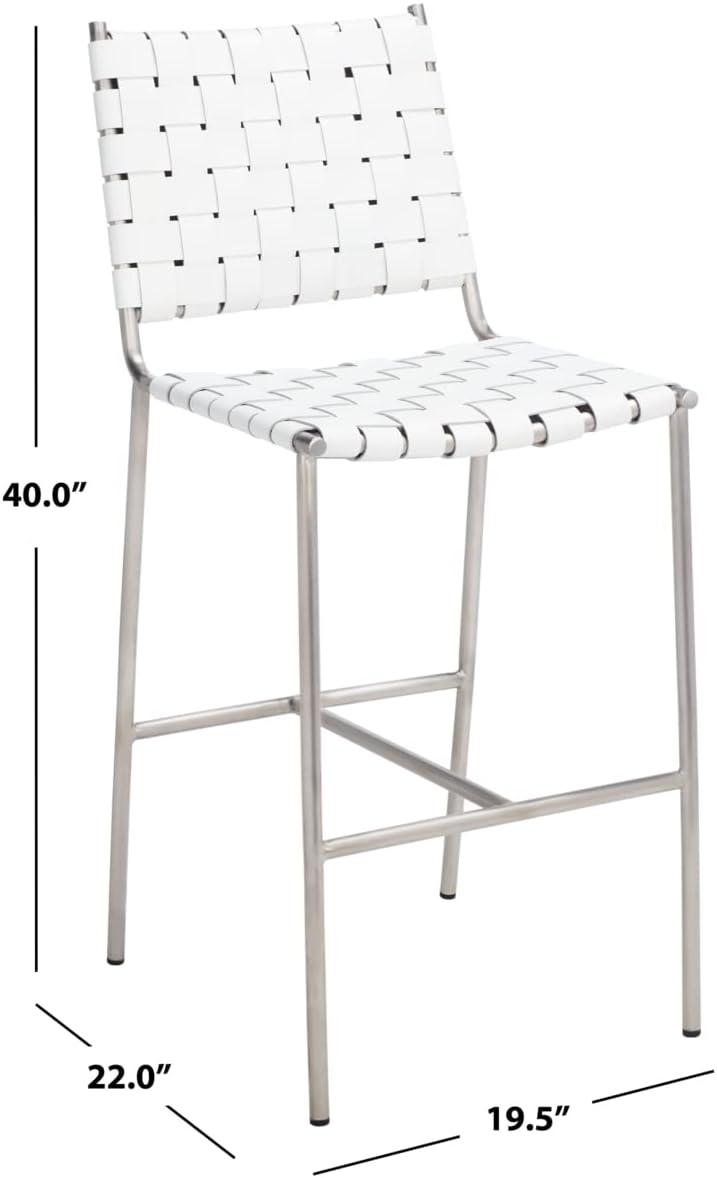 Olenna Woven Counter Stool - BST3011 - White/Silver - Safavieh