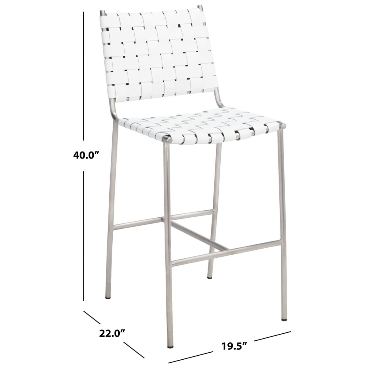 Olenna Woven Counter Stool - BST3011 - White/Silver - Safavieh