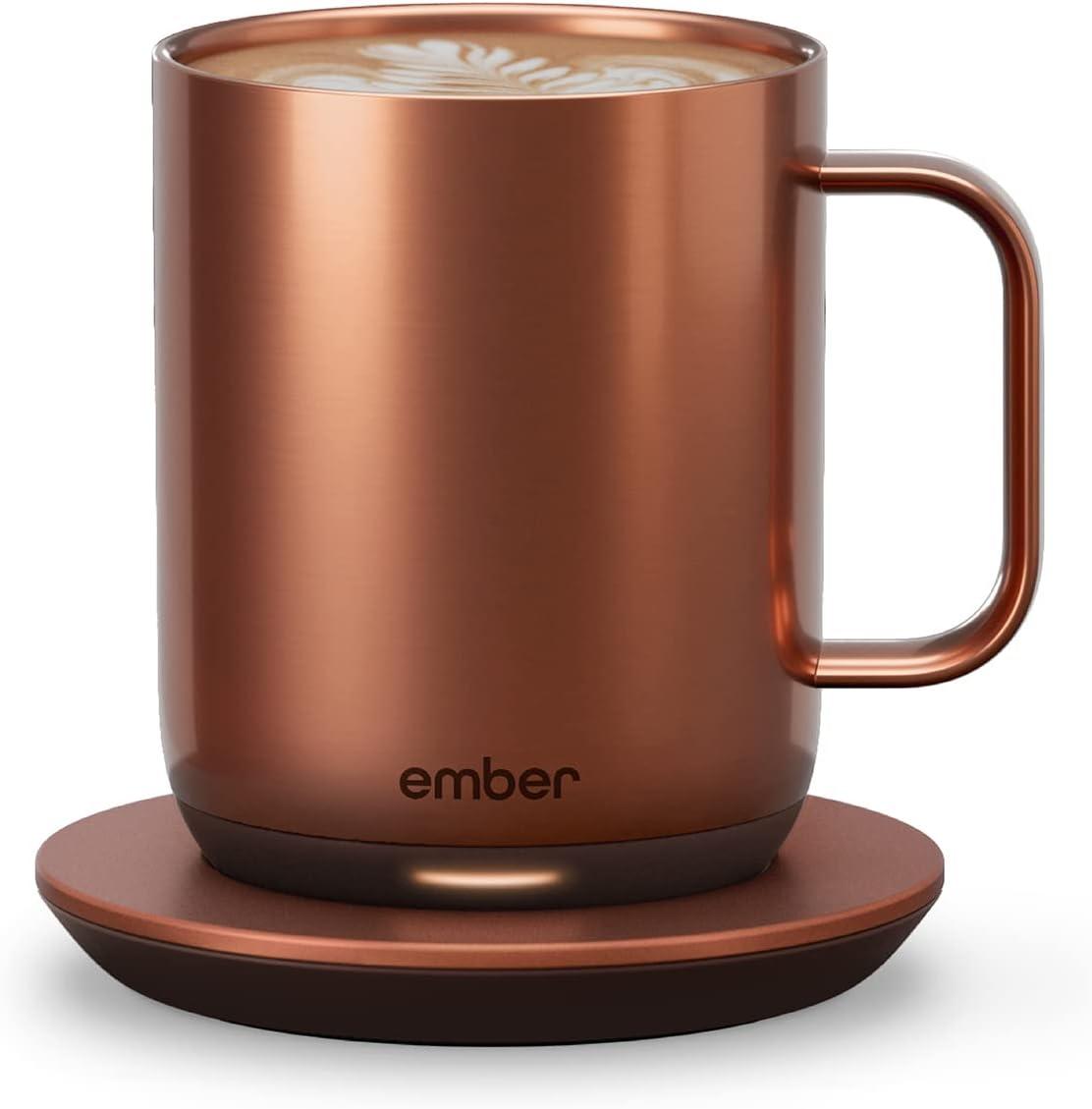 Ember Temperature Control Smart Mug 2, 10 oz, Copper, Up To 1.5-hr Battery Life - App Controlled Heated Coffee/Tea Mug - Improved Design