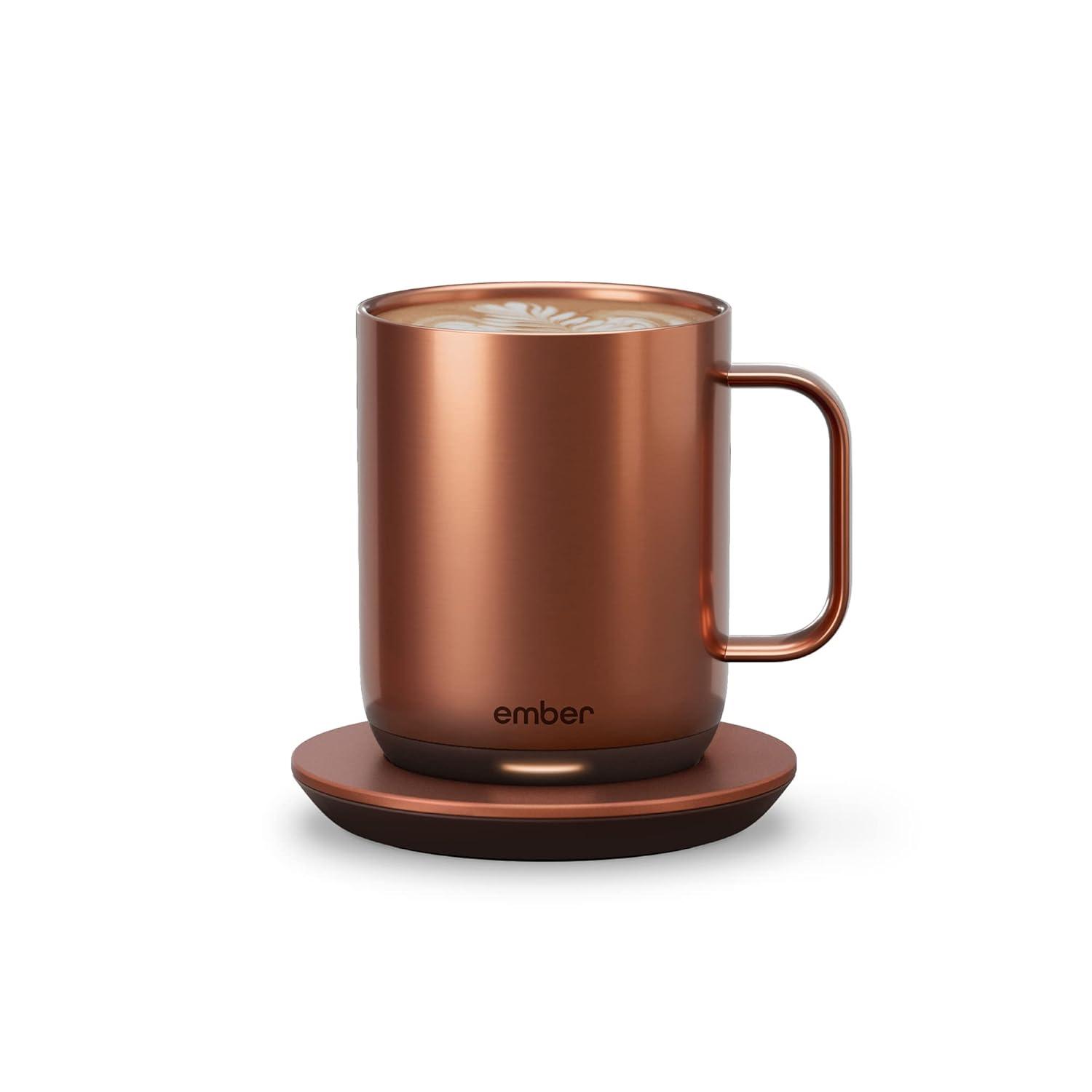 Ember Temperature Control Smart Mug 2, 10 oz, Copper, Up To 1.5-hr Battery Life - App Controlled Heated Coffee/Tea Mug - Improved Design
