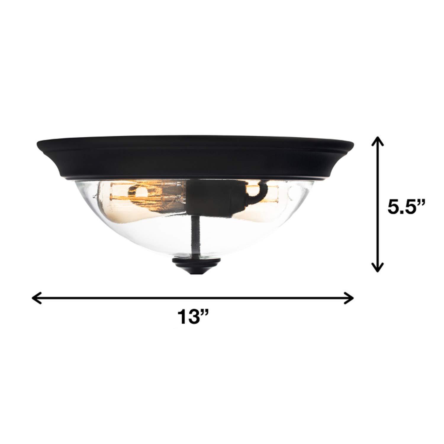 14.25" Clear Glass and Bronze Drum LED Ceiling Light