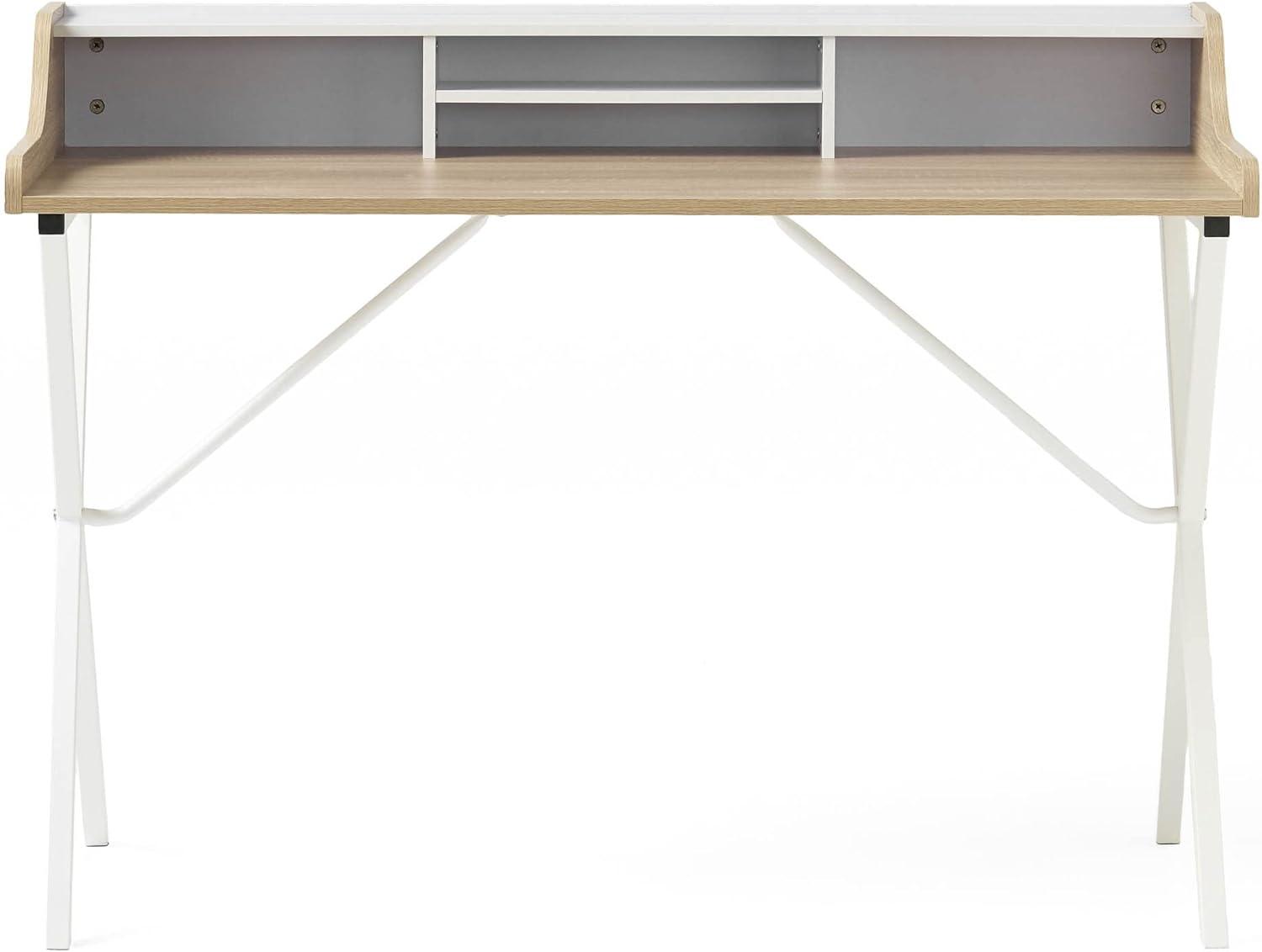 GDFStudio Alexandria Modern Faux Wood Computer Desk, Oak/White