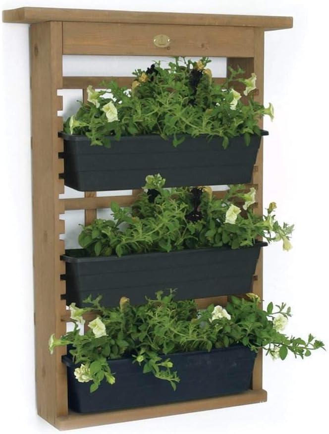 Algreen Gardenview Decorative Indoor or Outdoor Trellis with 3 Vertical Wall Hanging Planters with Drain Plugs for Flowers, Herbs, and Succulents