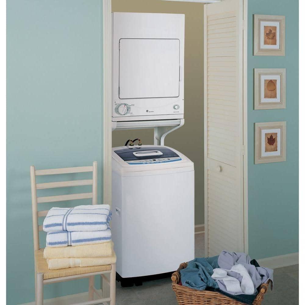 Compact White Stackable Electric Dryer with DuraDrum Interior