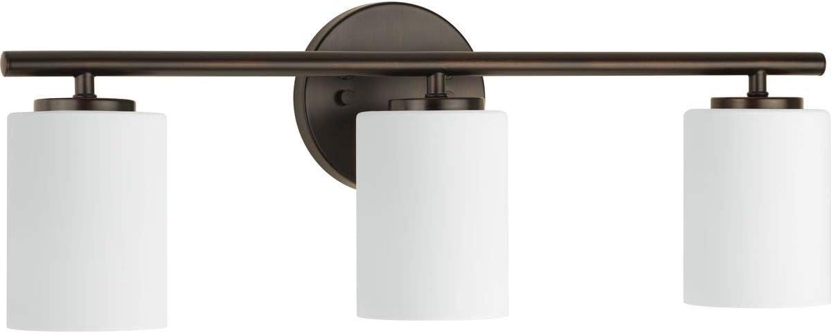 Progress Lighting Replay 3-Light Bath Vanity, Antique Bronze, Porcelain, Up/Down Mounting, Shade Included