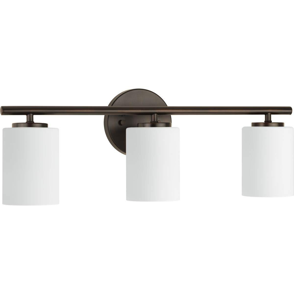 Progress Lighting Replay 3-Light Bath Vanity, Antique Bronze, Porcelain, Up/Down Mounting, Shade Included
