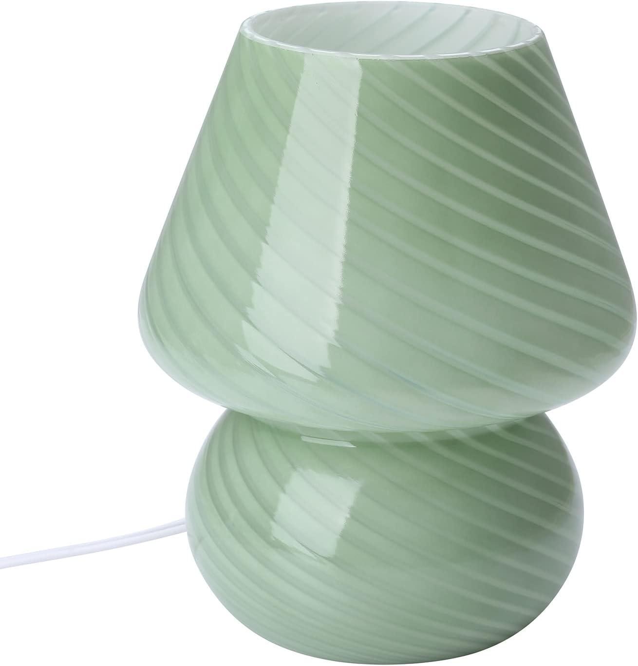 Small Beige Glass Mushroom Table Lamp