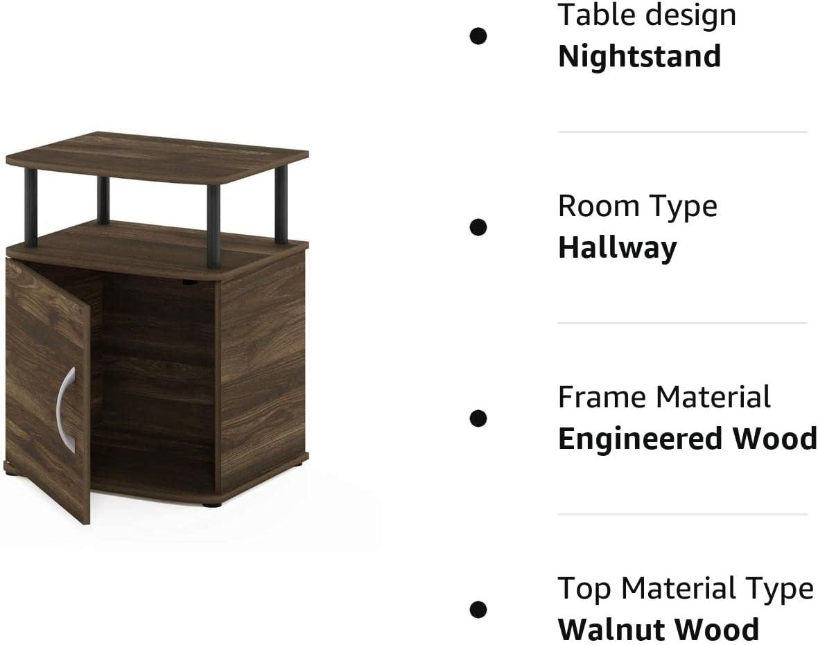 Furinno JAYA Utility Design End Table, Columbia Walnut/Black