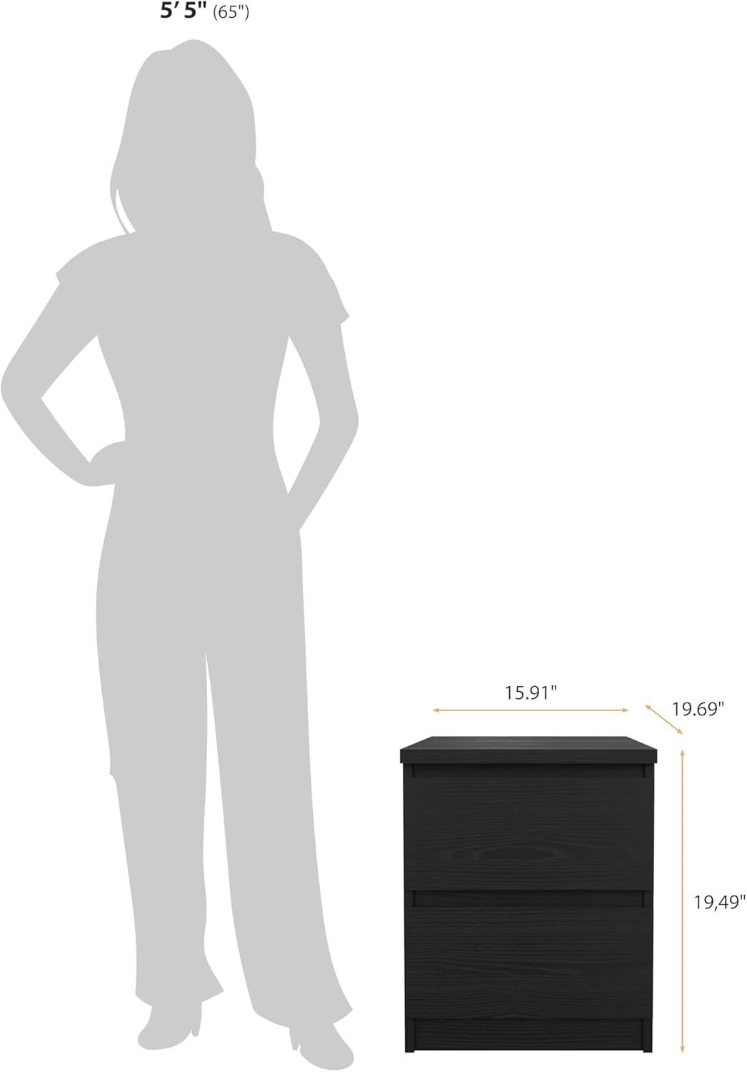 Scottsdale Black Woodgrain 2-Drawer Nightstand