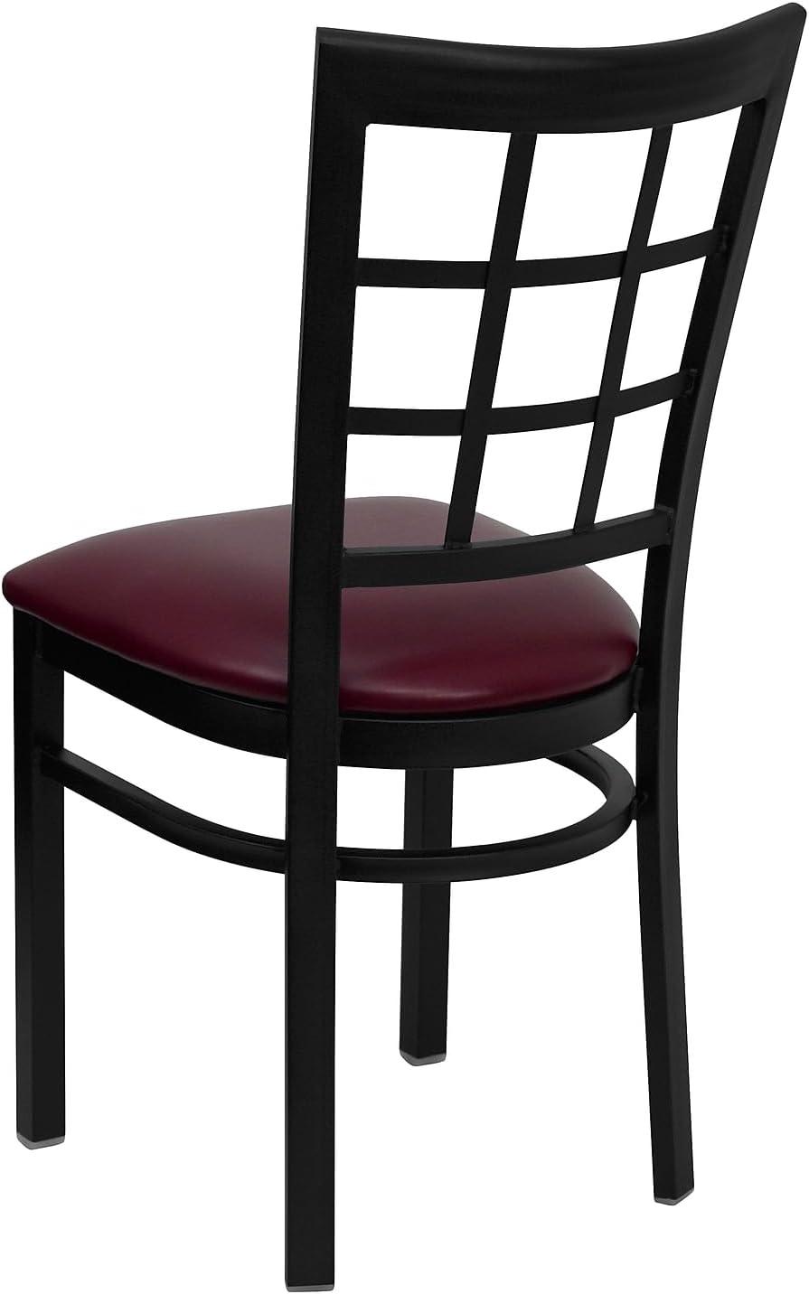 Flash Furniture 2 Pack HERCULES Series Black Window Back Metal Restaurant Chair - Burgundy Vinyl Seat