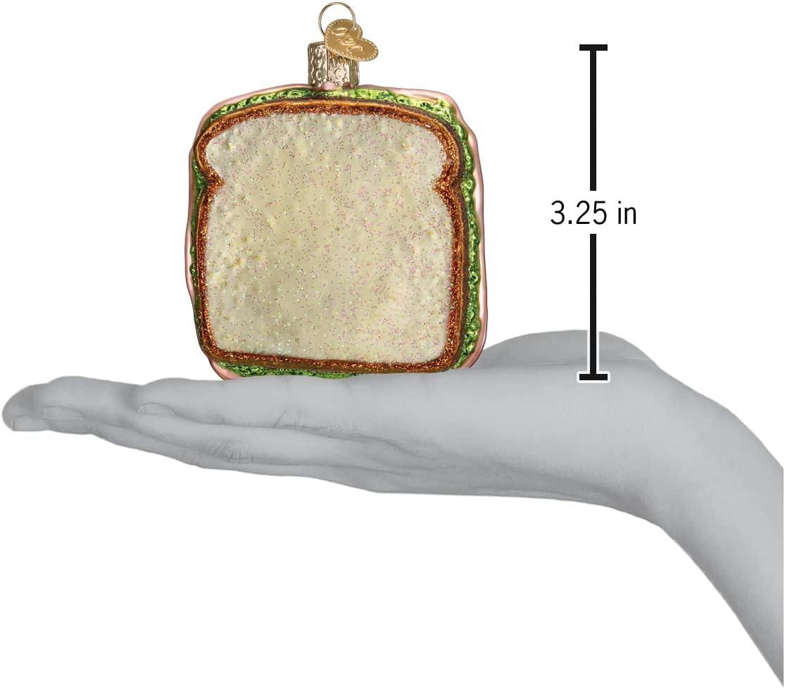 Handcrafted Glass Ham and Cheese Sandwich Ornament