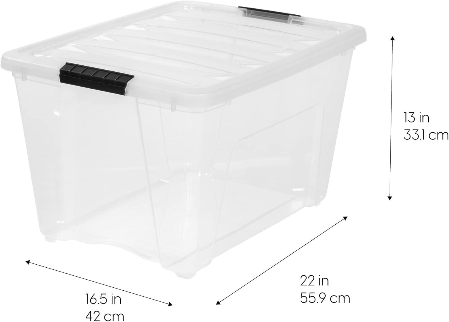 IRIS USA 6 Pack 54 Qt Stackable Plastic Storage Bins with Lids, BPA Free, See Through Organizing Solution, Durable Nestable Containers, Clear
