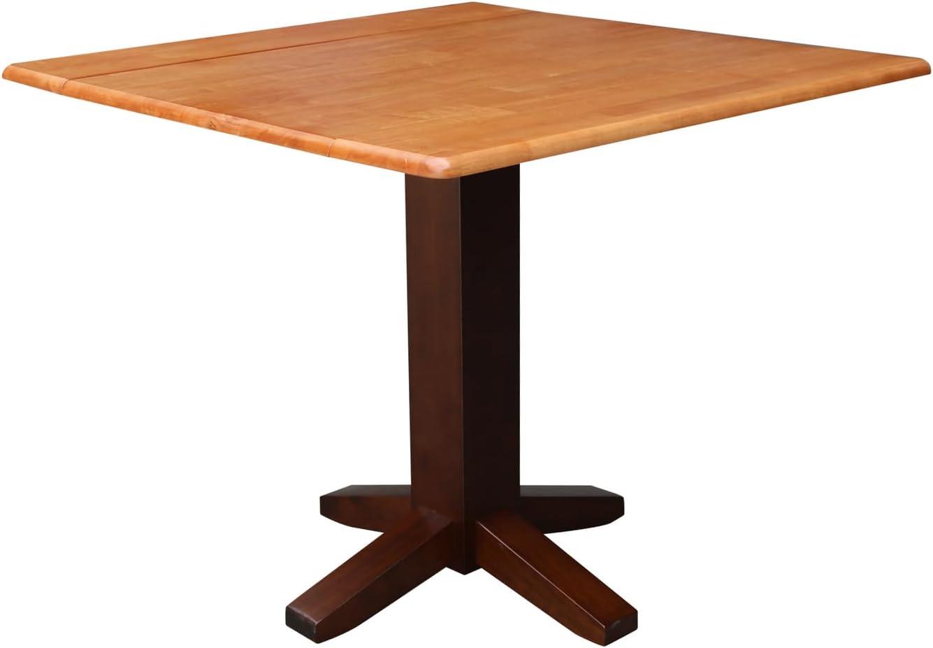 Cinnamon Espresso 36" Square Solid Wood Extendable Dining Table