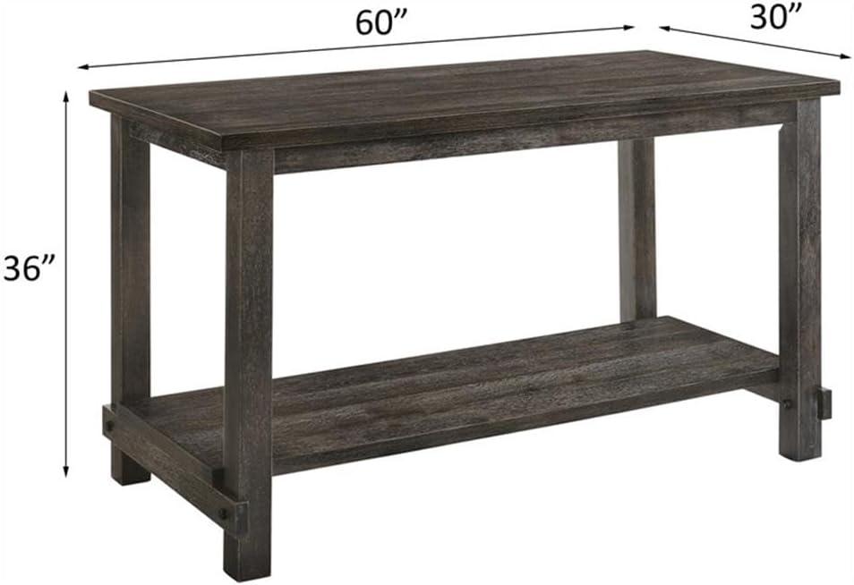 60" Martha Li Dining Table Weathered Gray - Acme Furniture: Sturdy Wood, Storage Shelf, Seats 6