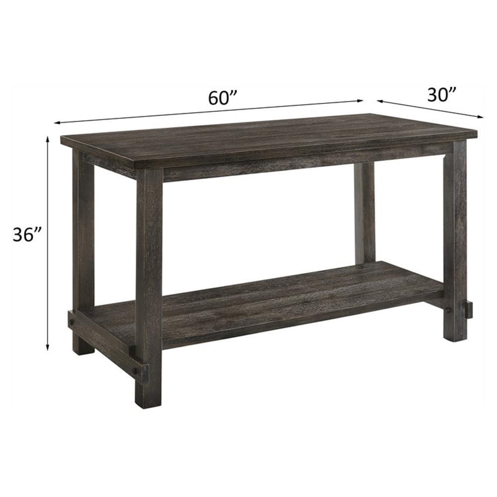 60" Martha Li Dining Table Weathered Gray - Acme Furniture: Sturdy Wood, Storage Shelf, Seats 6