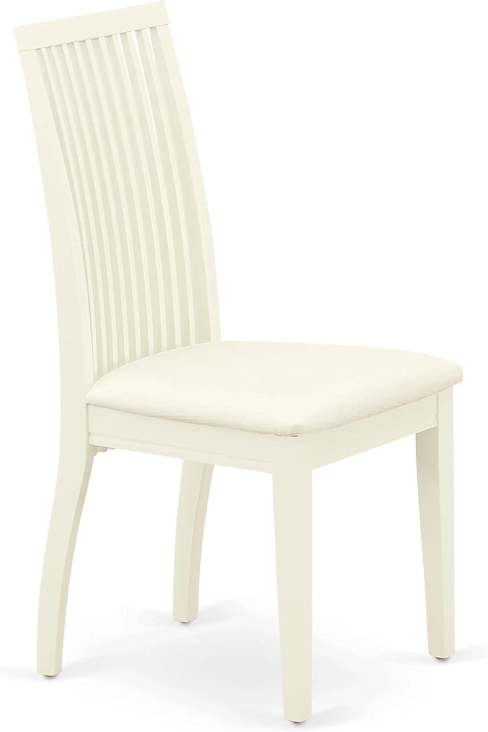 Linen White Upholstered Wood Slat Back Dining Chairs - Set of 2