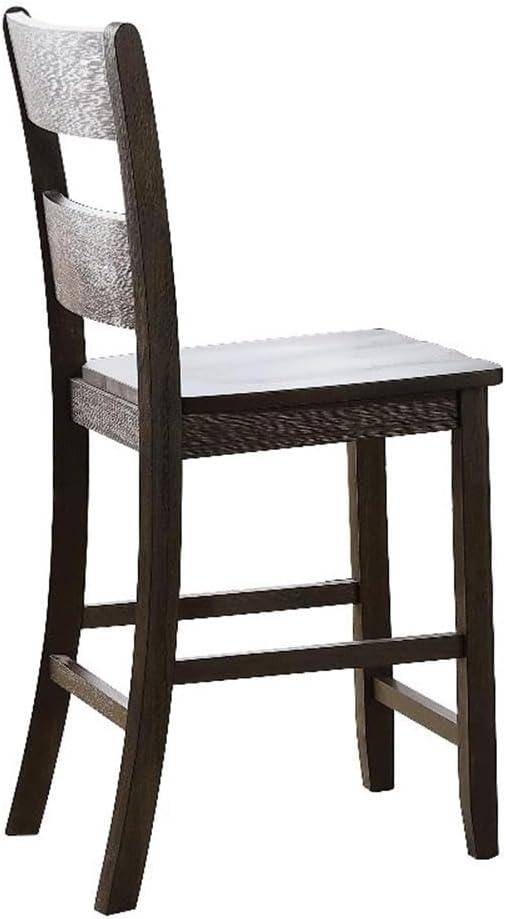 ACME Haddie Wood Counter Height Dining Chair in Distressed Walnut (Set of 2)