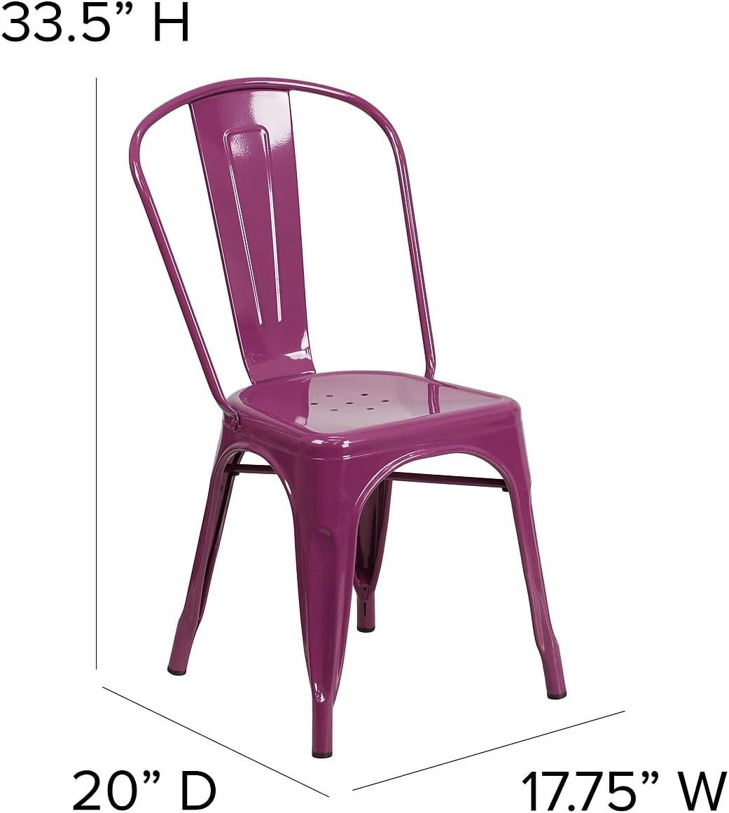 Flash Furniture Commercial Grade Purple Metal Indoor-Outdoor Stackable Chair