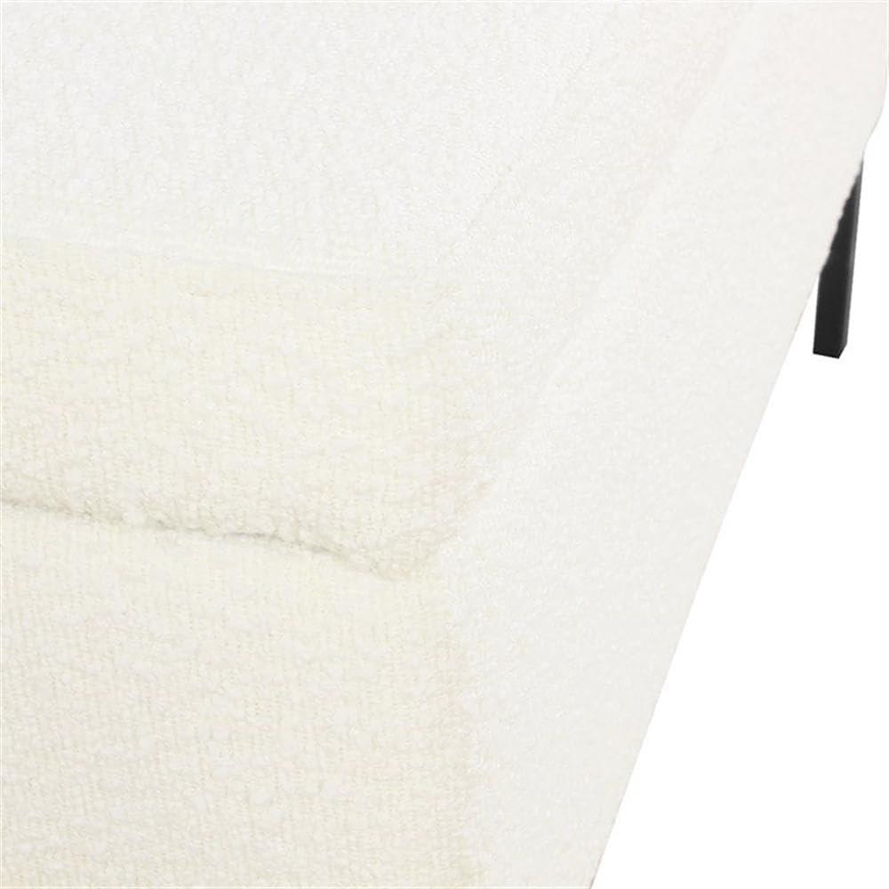 Medium Storage Bench with Metal Legs Cream Boucle - HomePop: Upholstered Rectangle for Modern Decor, Seats 2