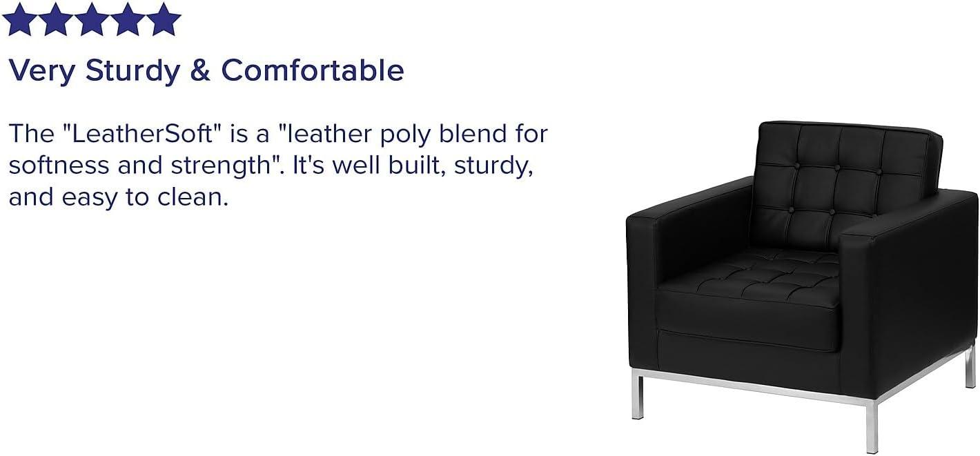 Flash Furniture HERCULES Lacey Series Contemporary Black LeatherSoft Chair with Stainless Steel Frame