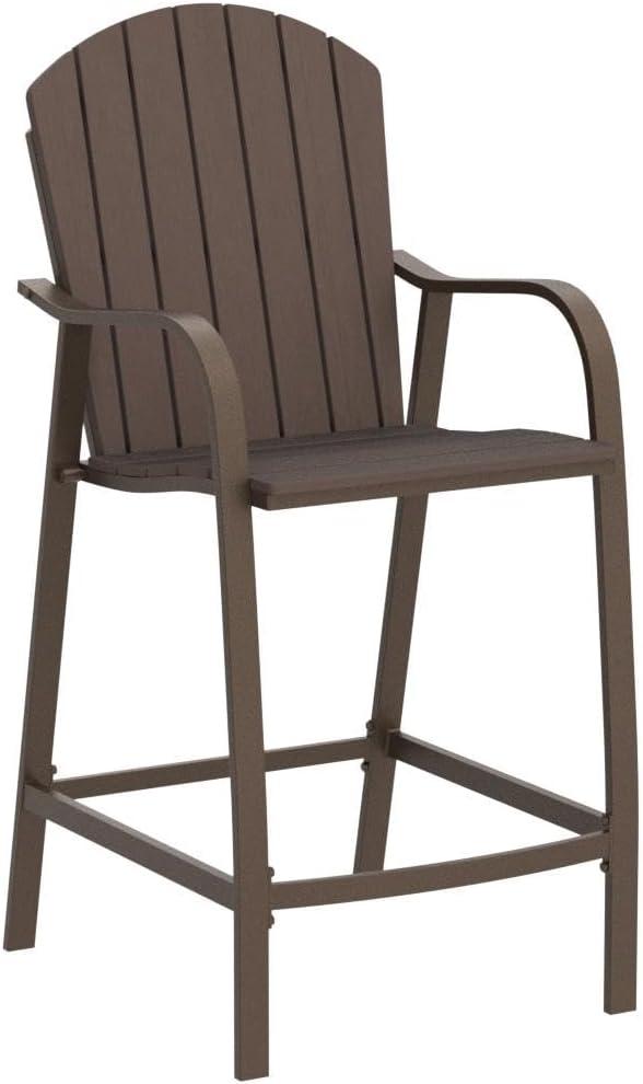 2pc Outdoor Counter Height Bar Stools - Brown - Crestlive Products: Aluminum Frame, Weather-Resistant Patio Seating