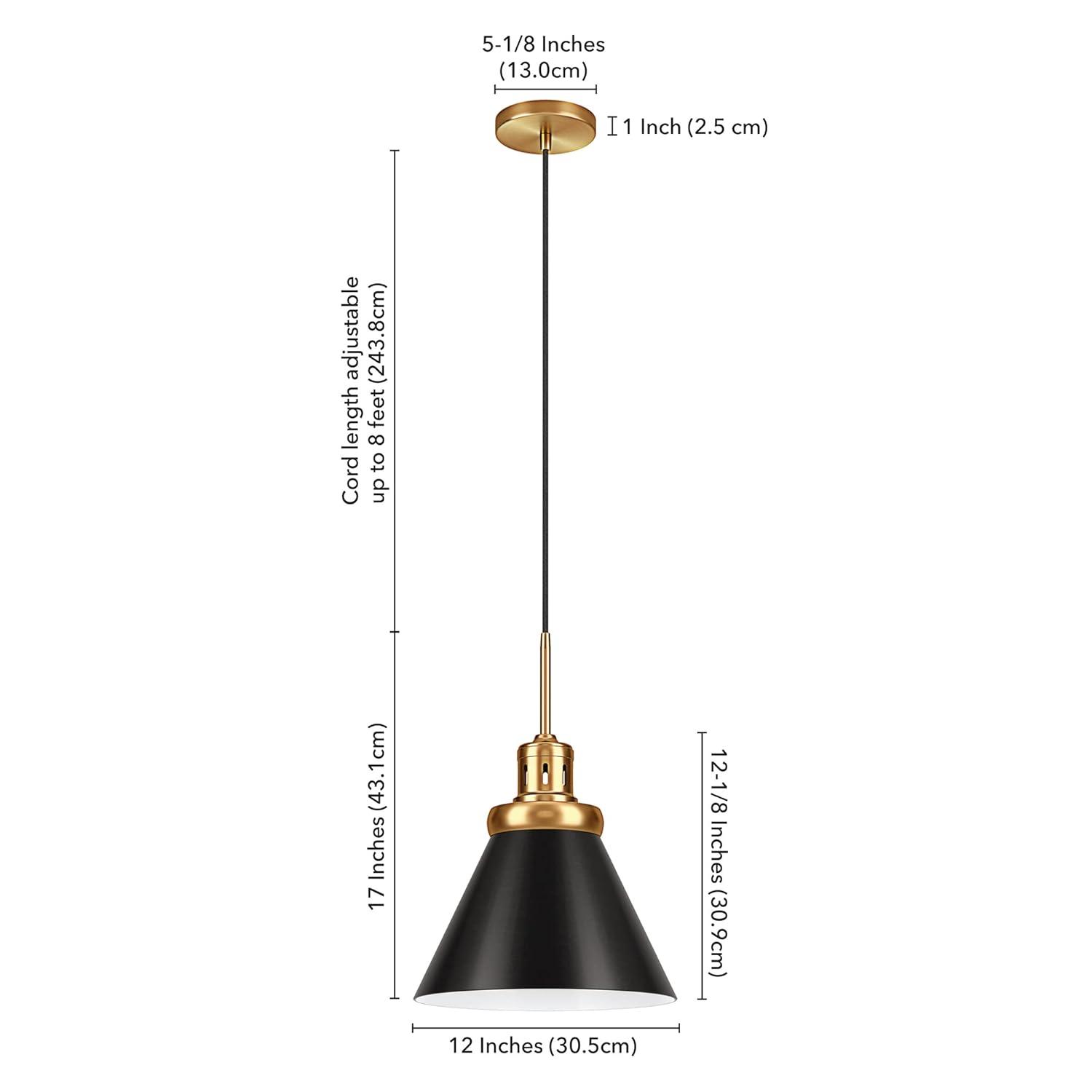 Evelyn&Zoe 17" Brushed Brass/Blackened Bronze Pendant