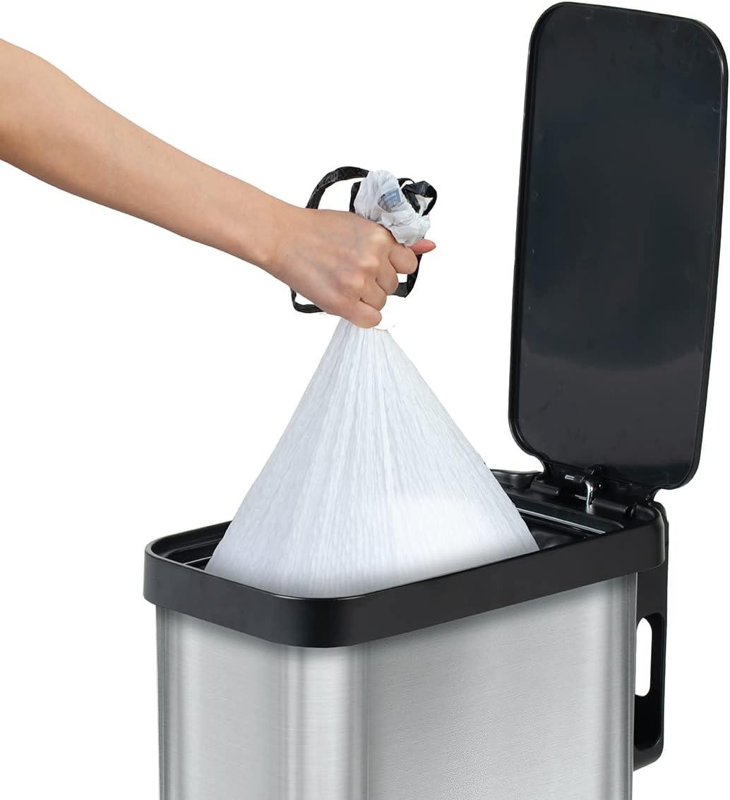 Glad 12 Gallon Slim Stainless Steel Step on Kitchen Trash Can