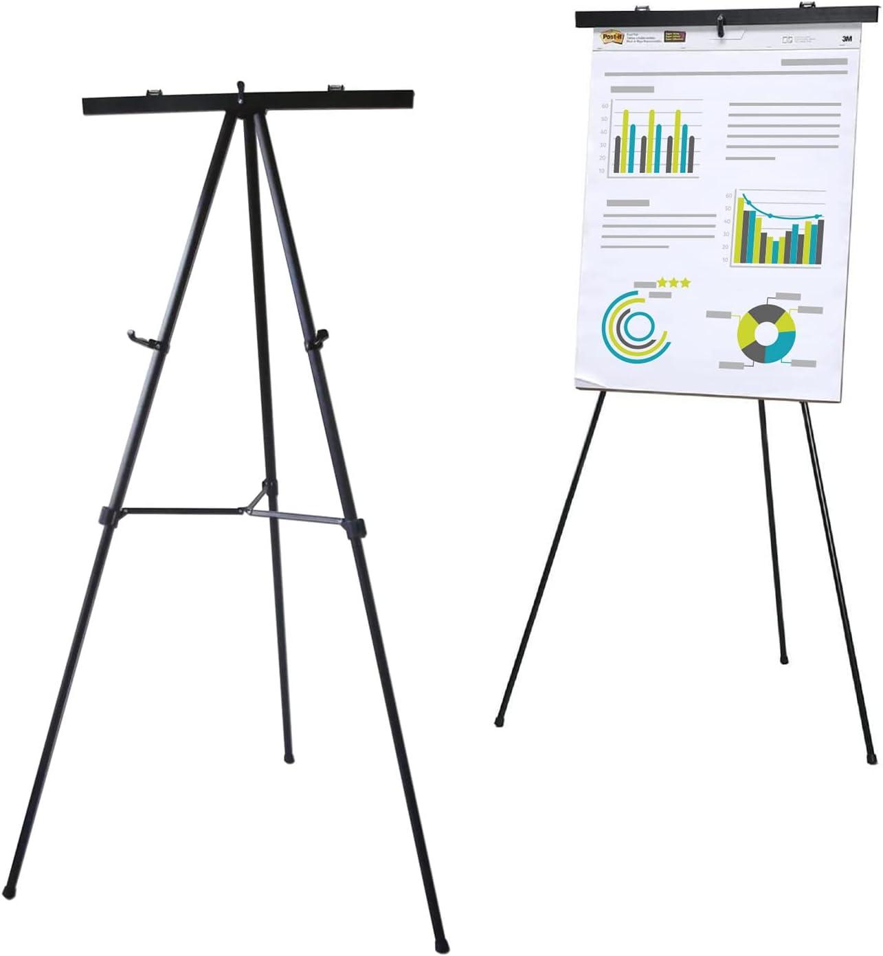 Audio-Visual Direct Lightweight Aluminum Flip Chart Presentation Easel, 70 inches Tall, Black