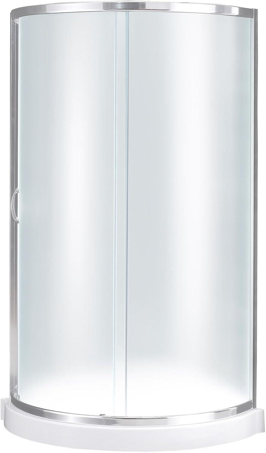 Ove Decors OVE Decors Breeze Premium 33 in. Round Shower Kit w/ Frosted, Base in Chrome Finish BREEZE 32 FROSTED GLASS KIT