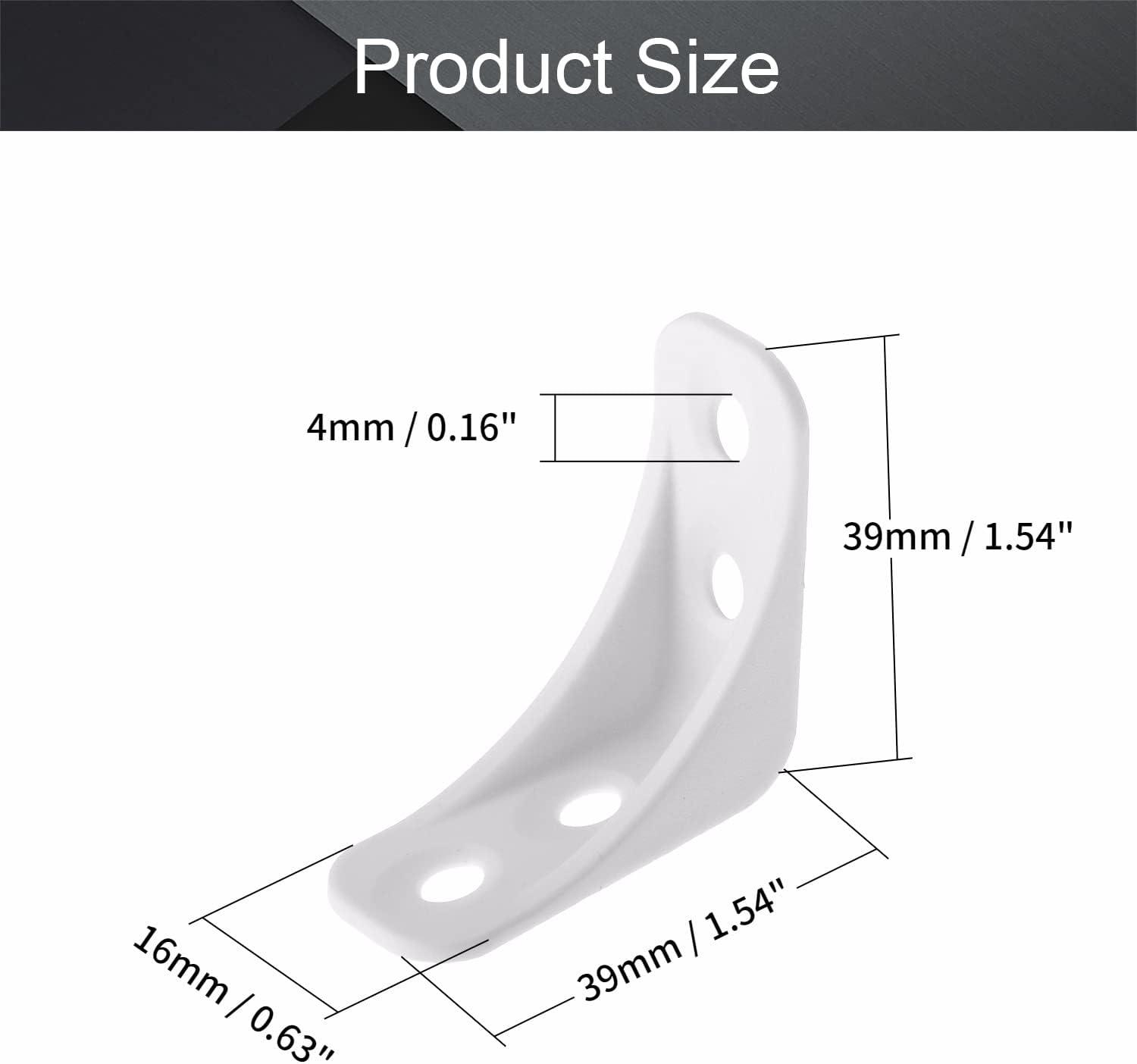 Uxcell Angle Bracket Shelf Door 90 Degree Plastic Corner Braces 1.54" x 1.54" x 0.63" White 50 Pack