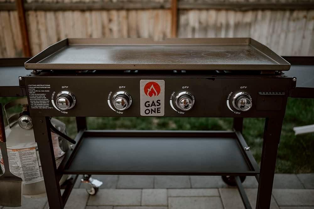 Flat Top Portable Propane Grill 36 in. with Foldable Legs in Black