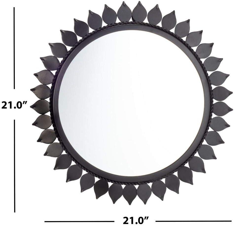 Nally 21-Inch Matte Black Round Wood Mirror