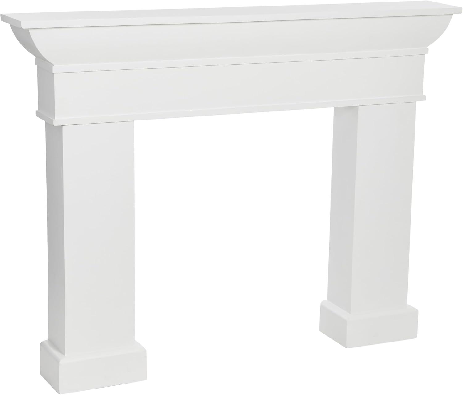 Storied Home Monolith Decorative Fireplace Mantel White: Fir Wood & MDF, Wall Mount, 49.625"H