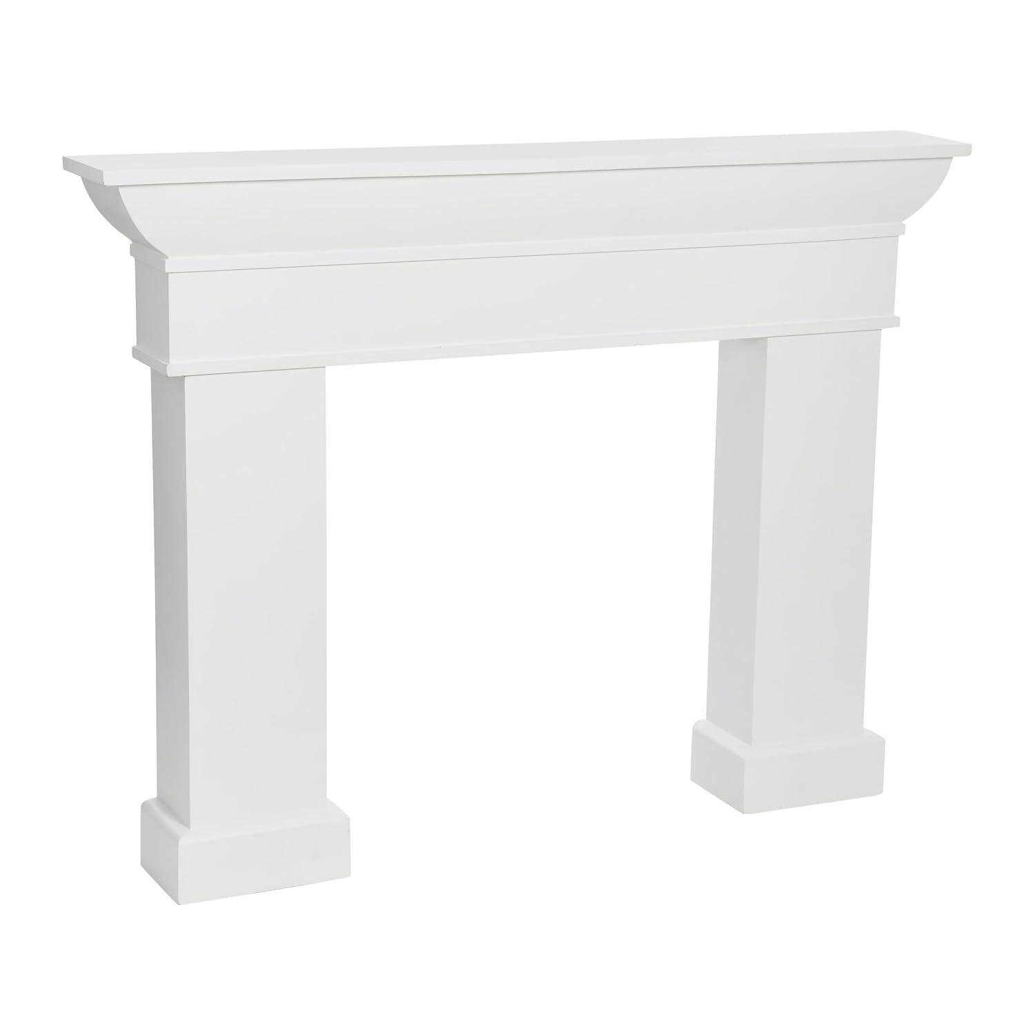 Storied Home Monolith Decorative Fireplace Mantel White: Fir Wood & MDF, Wall Mount, 49.625"H