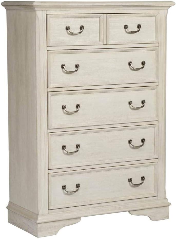 Canora Grey Dina Antique White 5 Drawer Chest w/ Stained Interior