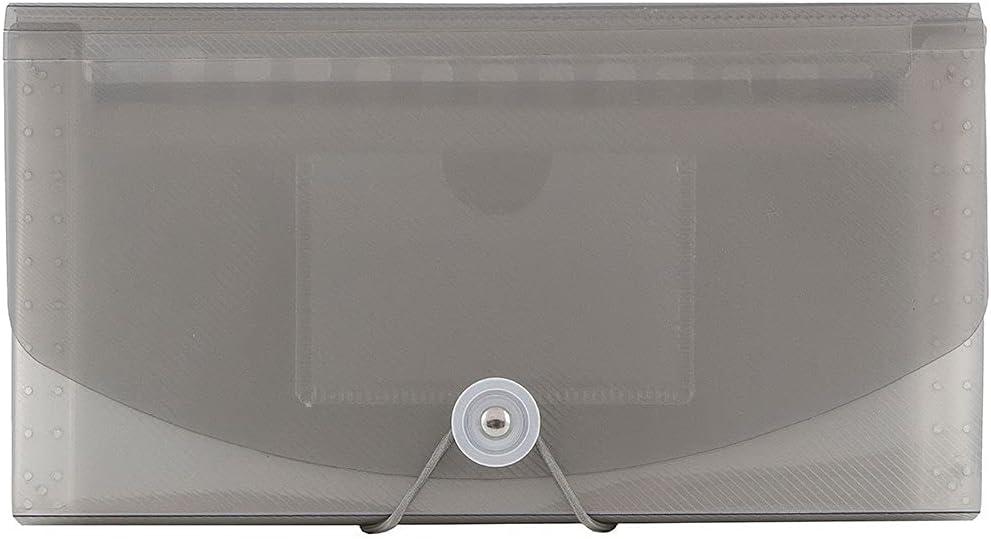JAM Paper Accordion Folders, 13 Pocket Plastic Expanding File, 5 x 10 1/2, Smoke Grey
