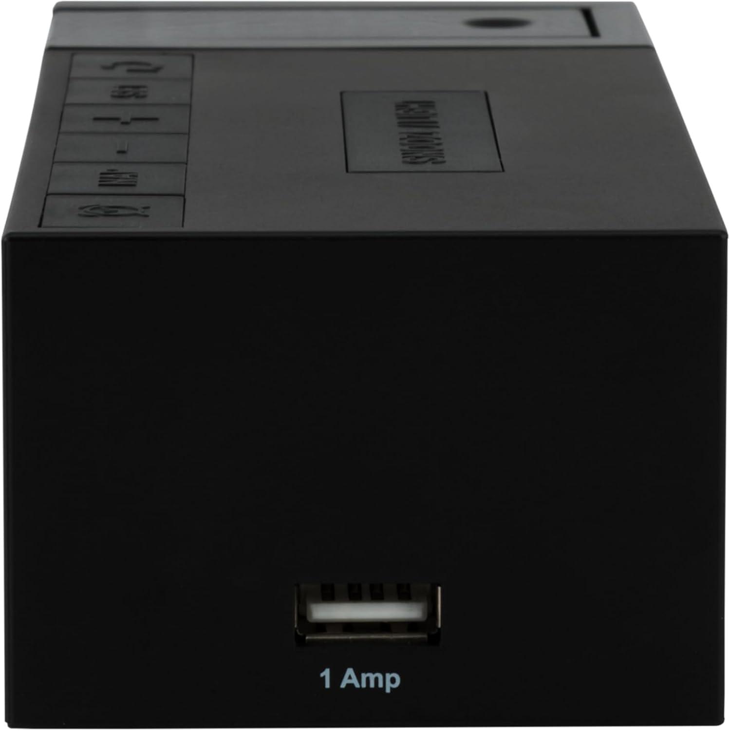 La Crosse Technology Black Pop-up Bar Projection LCD Alarm Clock with USB Port, 616-1950-INT