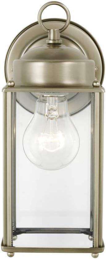 Generation Lighting New Castle 1 -Light 10.25-in H Antique Nickel Hardwired Outdoor Wall Light