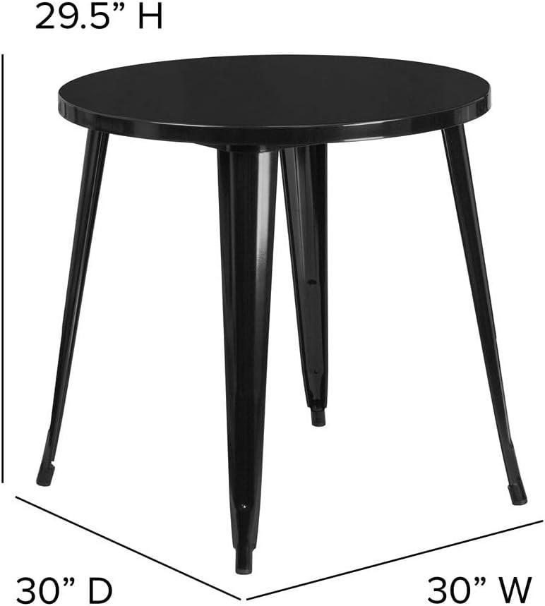 Flash Furniture Commercial Grade 30" Round Black Metal Indoor-Outdoor Table